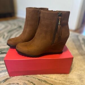 JustFab Jupiter Whiskey Wedge Ankle Boots